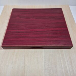 Wooden Display Box Red Wood Grain Compartments Velvet Lined Collectible Storage